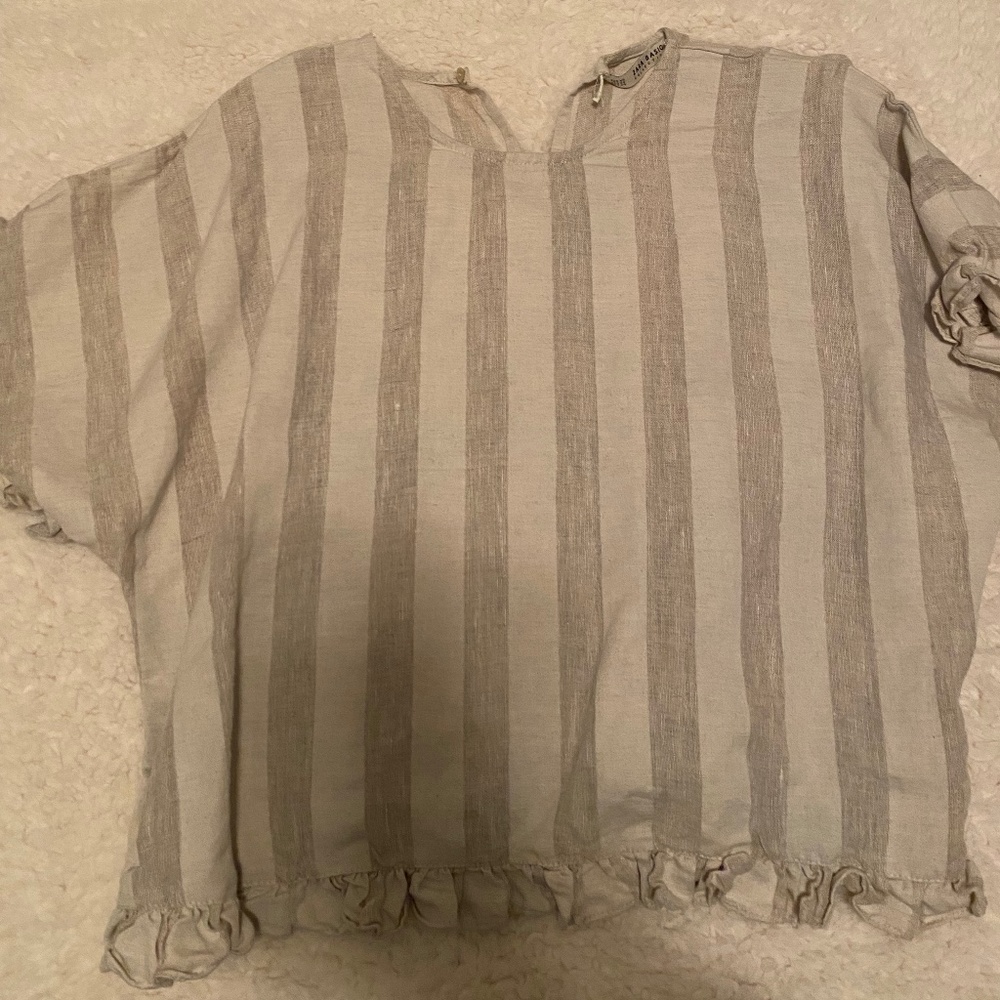 ZARA oatmeal and cream striped top